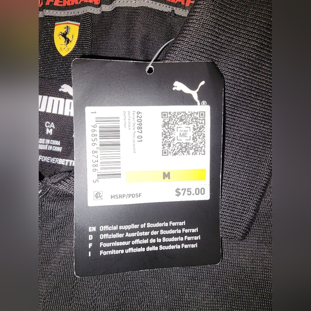 Size M - New Men's Puma F 1 Polo Ferrari - Black - Picture 11 of 13